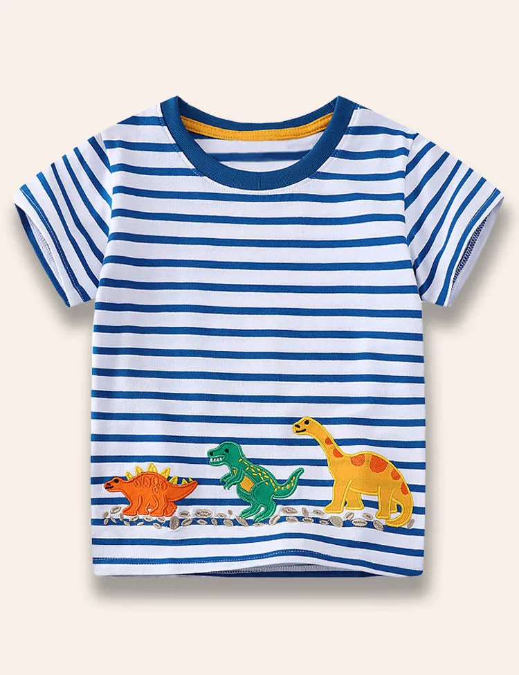 Multi Dinosaur Appliqué T-Shirt - Image 4