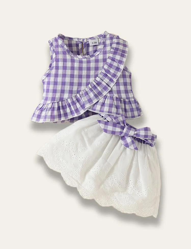 Multicolor Plaid Top + Skirt Set - Image 3