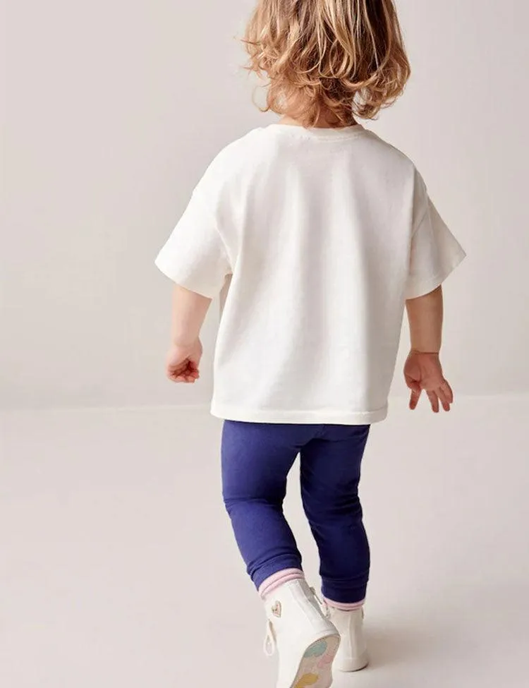 Navy Blue Flower Bee Embellished Leggings - Image 5
