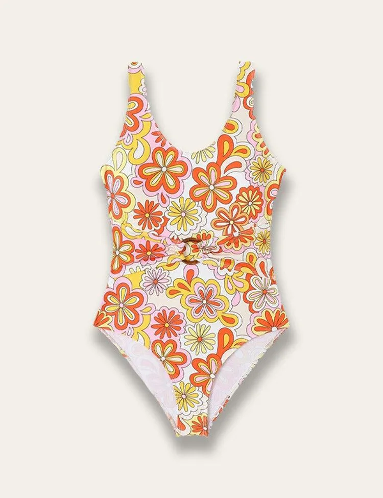 Orange Floral Swimsuit
