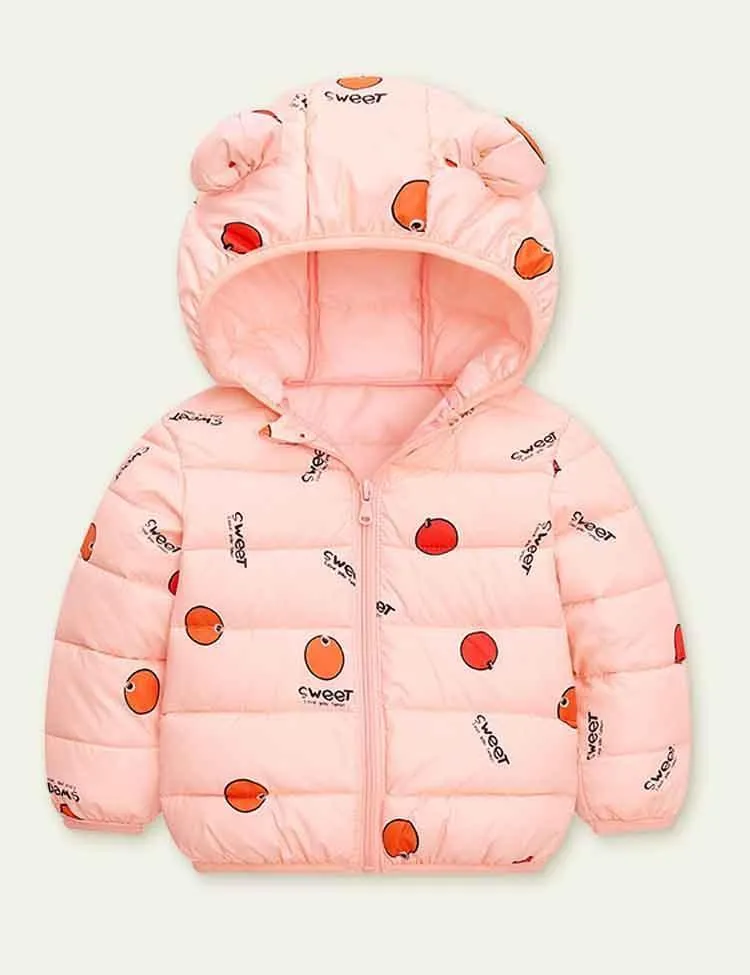 Orange Printed down Jacket - Image 2