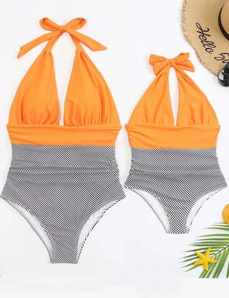 Family Matching One Piece Swimsuit Backless Swimsuit - Image 10