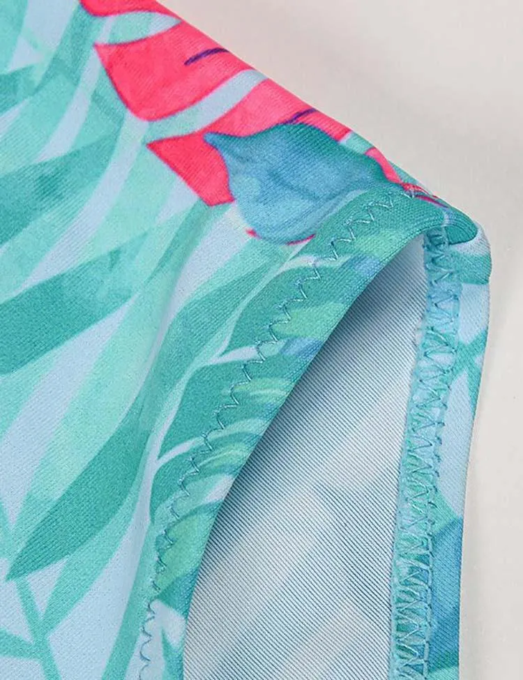 Parrot Cartoon Lotus Leaf Sleeve One Piece Swimsuit - Image 4