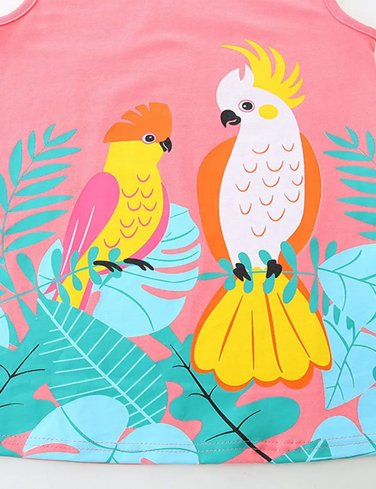 Parrot Printed Vest Dress - Image 2