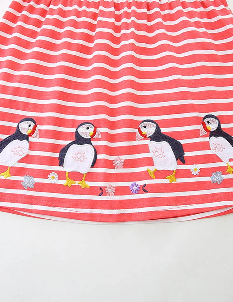 Penguin Appliqué Striped Dress - Image 3