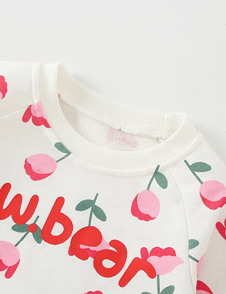 Pink Flower Printed Sweatshirt - Image 2