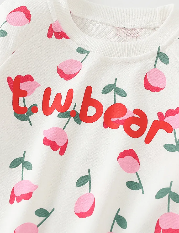 Pink Flower Printed Sweatshirt - Image 4