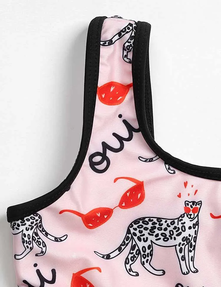 Pink Leopard Printed Family Matching Swim Suit - Image 2