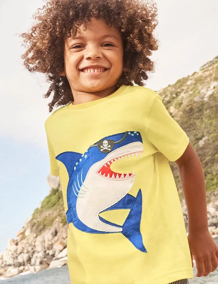 Pirate Shark Appliqué T-Shirt - Image 4