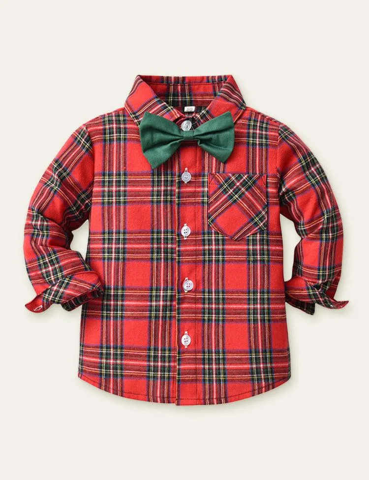 Plaid Shirt Overalls Set - Image 3