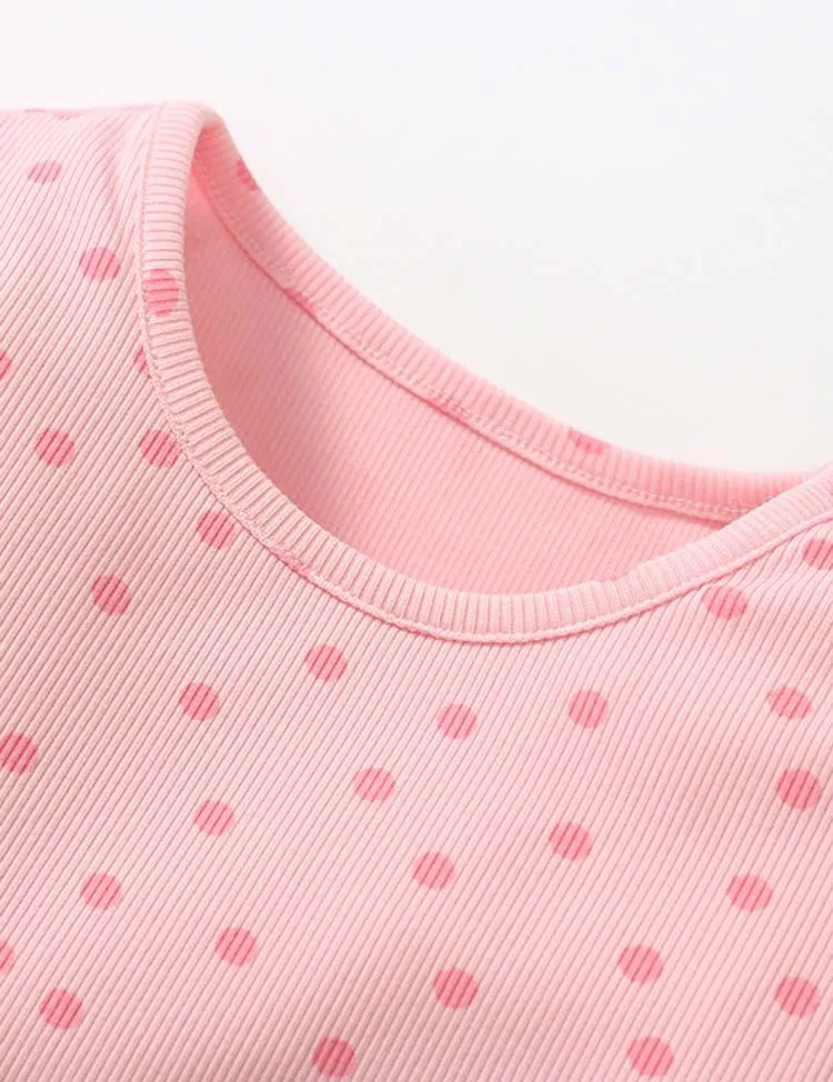 Polka Dot Printed Mesh Long Sleeve Dress - Image 3