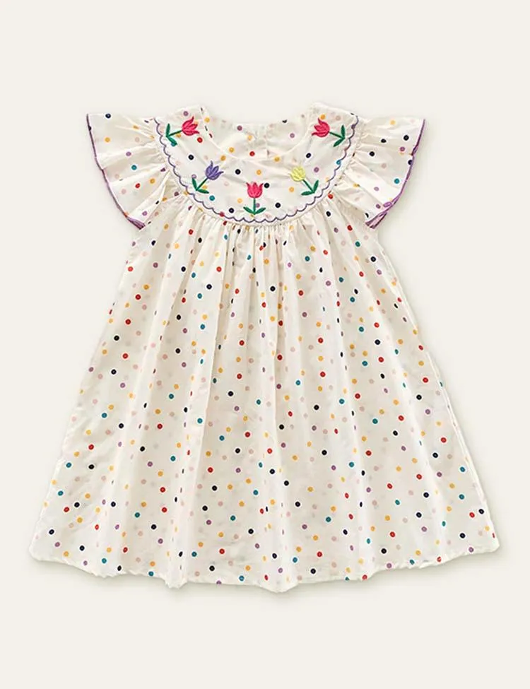 Polka Dot Tulip Embroidered Dress