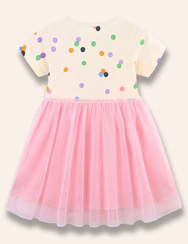 Polka Dotted Printed Tulle Dress - Image 2