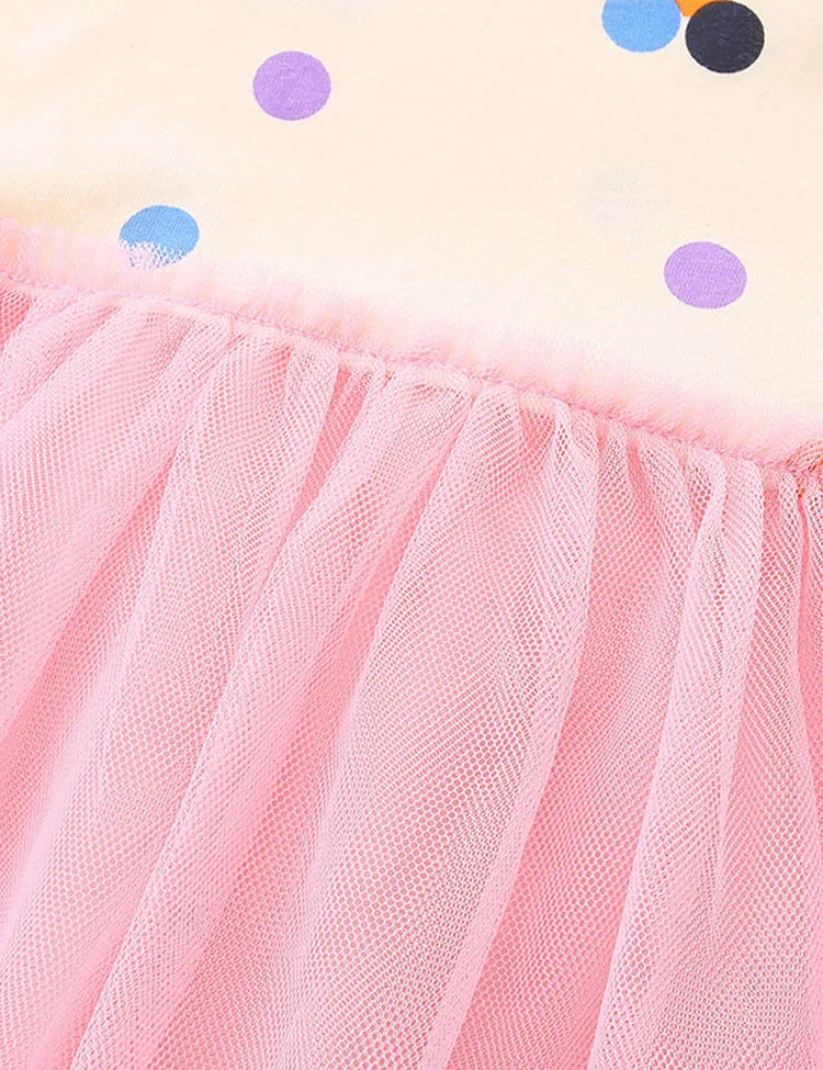 Polka Dotted Printed Tulle Dress - Image 3