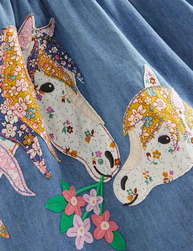 Pony Appliqué Striped Dress - Image 3