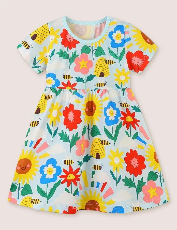 Blossoms Print Jersey Dress - Image 3