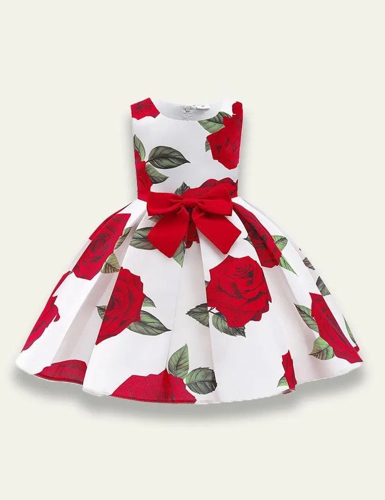 Printed Bow Party Dress - Image 2
