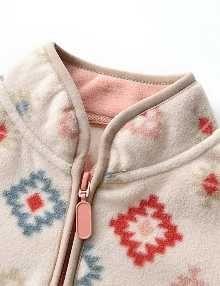 Printed Checks Polar Fleece Jacket - Image 3