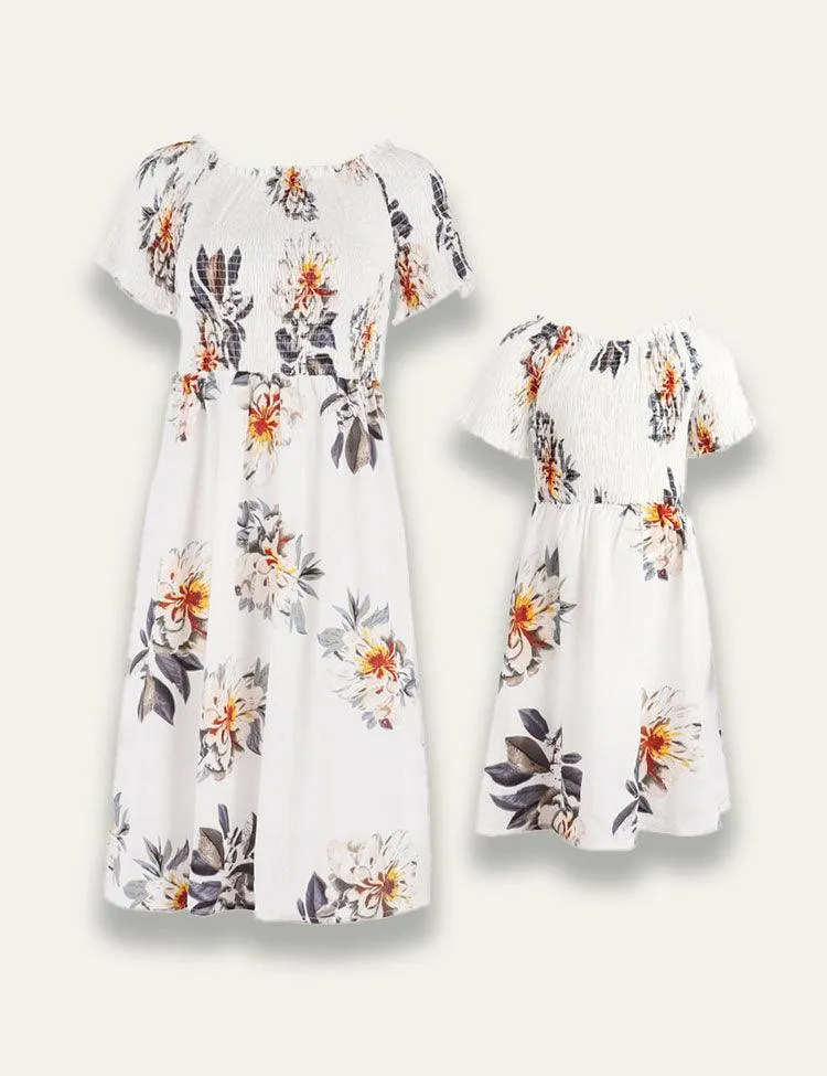 Printed One Shoulder Family Matching Dress