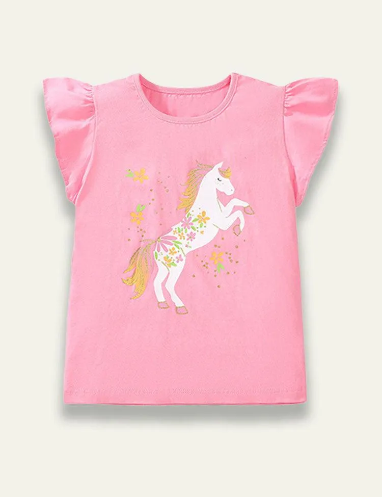 Printed Ruffle Edge T-shirt - Image 2