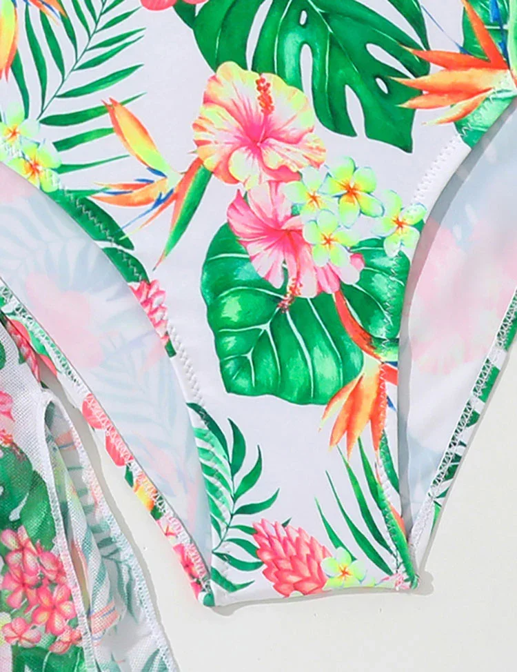 Printed Split Swimsuit Three-piece Set - Image 2