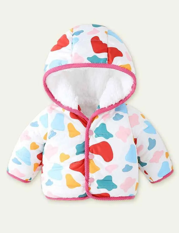 Printing plus Velvet Cotton-Padded Jacket - Image 5
