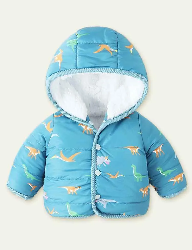 Printing plus Velvet Cotton-Padded Jacket - Image 7