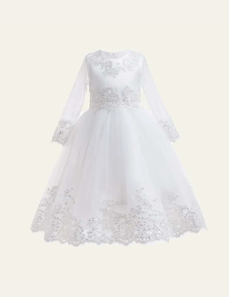 Pure Color Sequins Mesh Party Dress