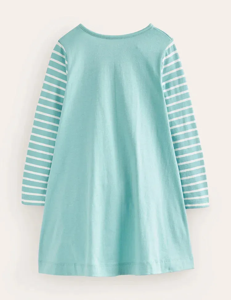 Rabbit Appliqué Long Sleeve Dress - Image 2