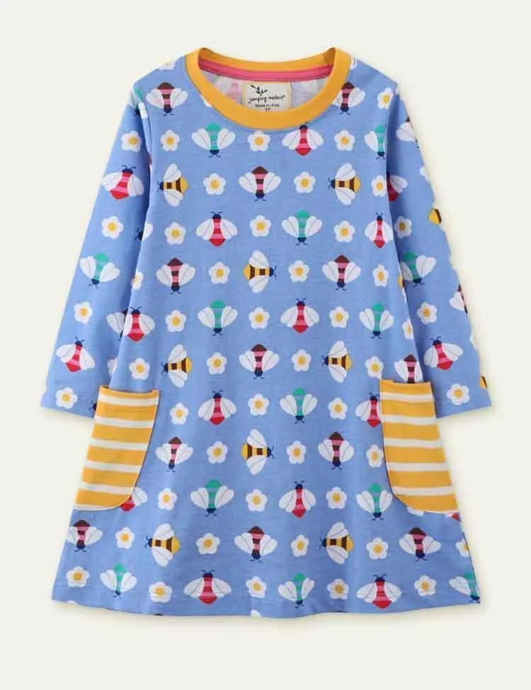Easter Bunny Appliqué Long Sleeve Dress - Image 6