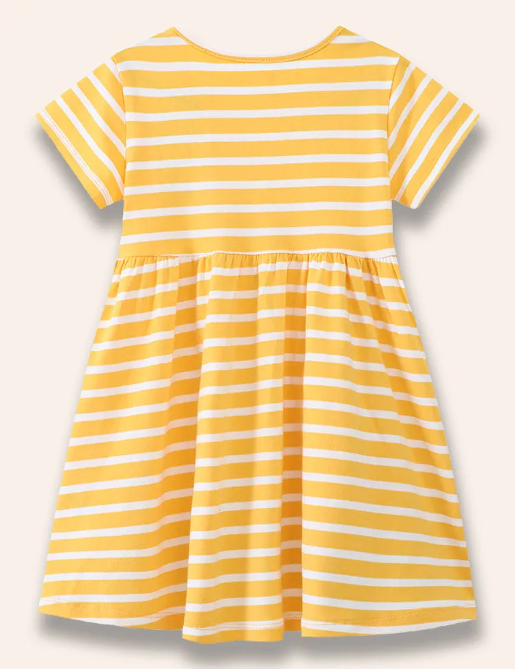 Rabbit Appliqué Striped Dress - Image 2