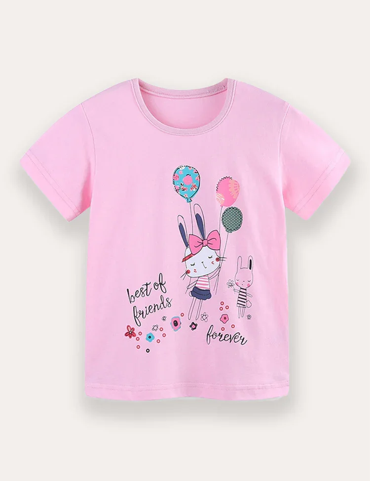 Rabbit Balloon Print T-Shirt and Shorts Set - Image 3