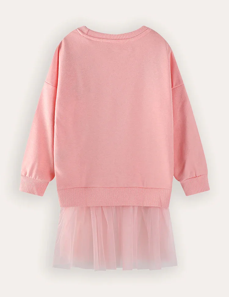 Rabbit Bird Embroidery Long Sleeve Sweater Dress - Image 2