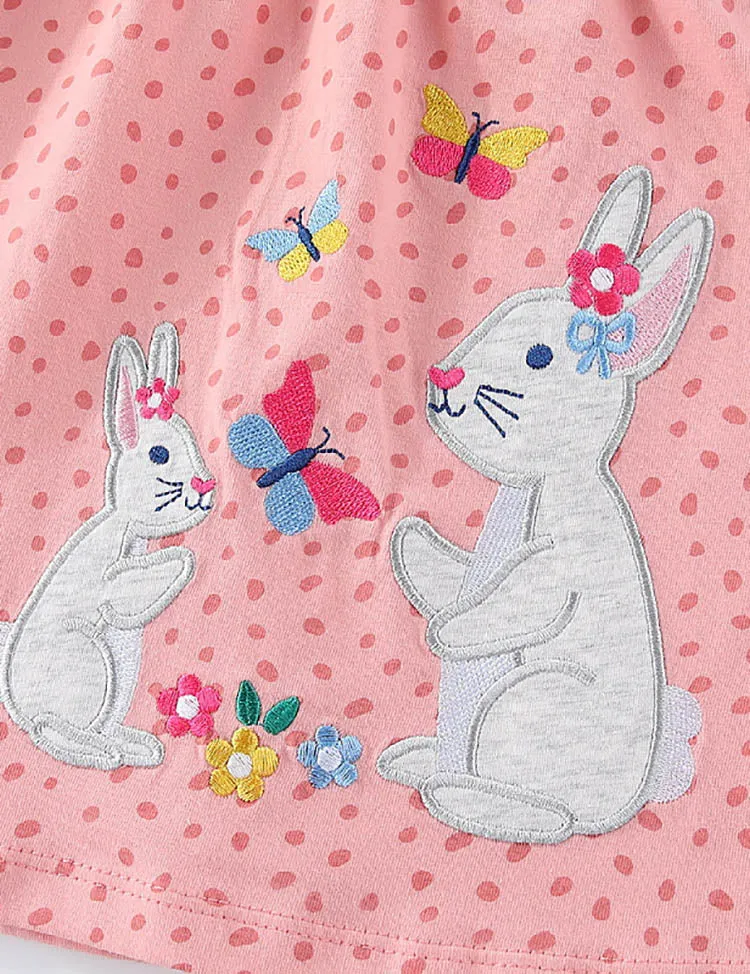 Rabbit Butterfly Embroidered Long Sleeve Dress - Image 2