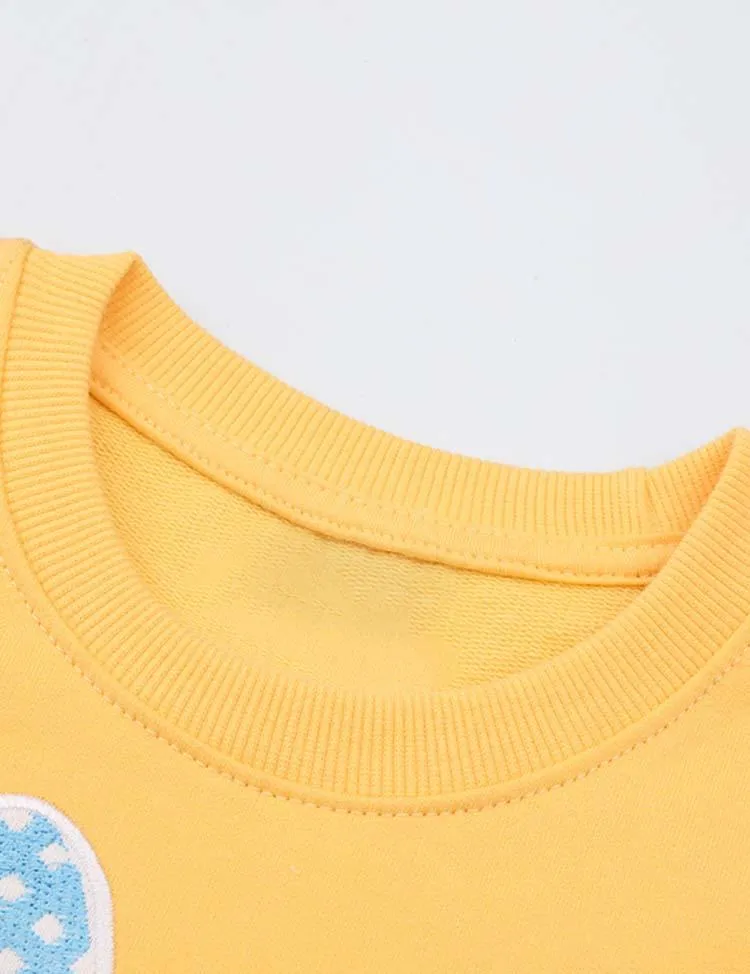 Rabbit Carrot Appliqué Flower Embroidered Sweatshirt - Image 3
