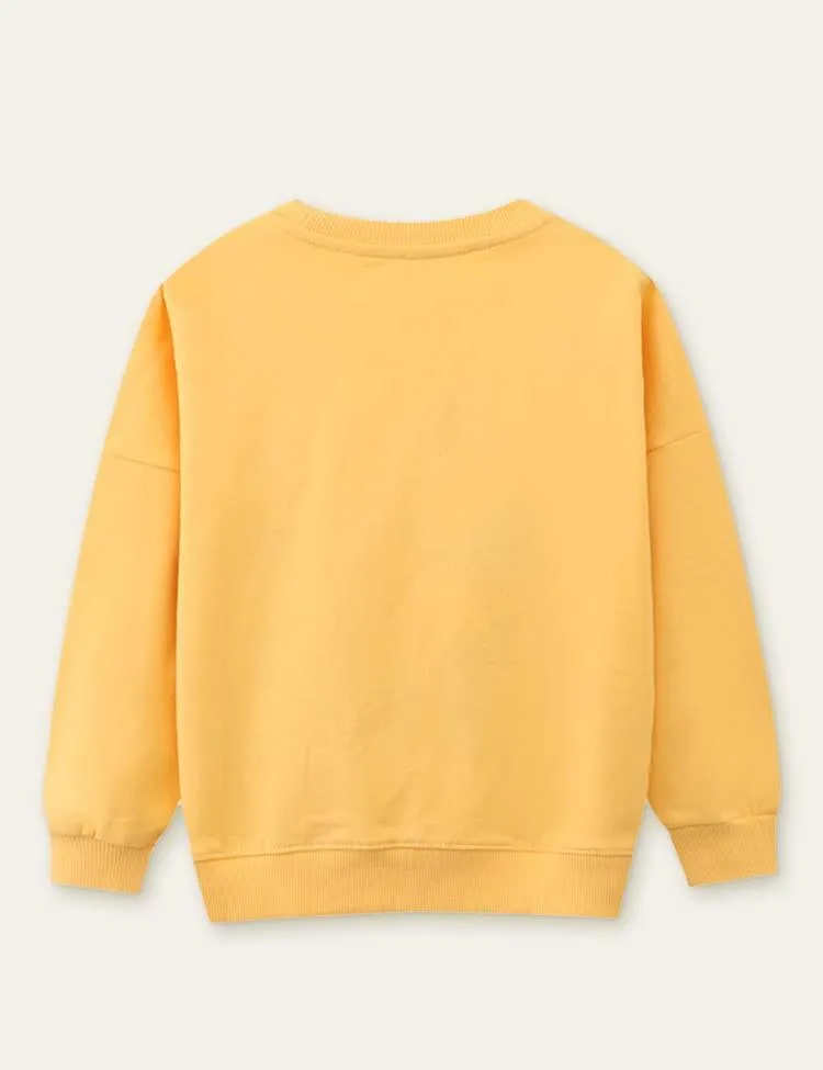 Rabbit Carrot Appliqué Flower Embroidered Sweatshirt - Image 4