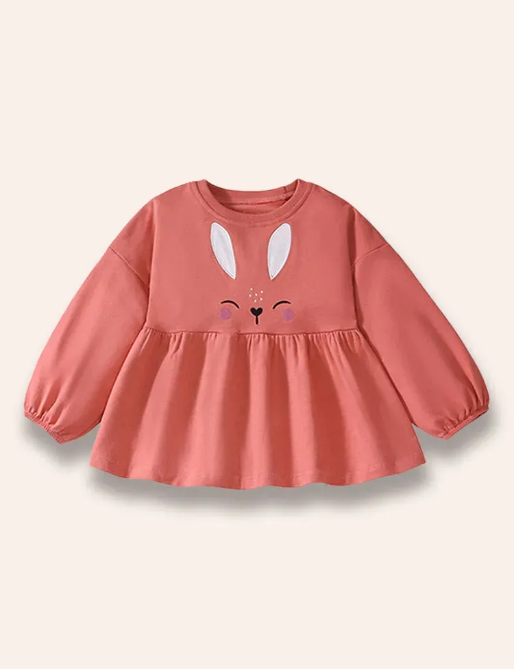 Rabbit Embroidered Sweatshirt Dress Set - Image 2
