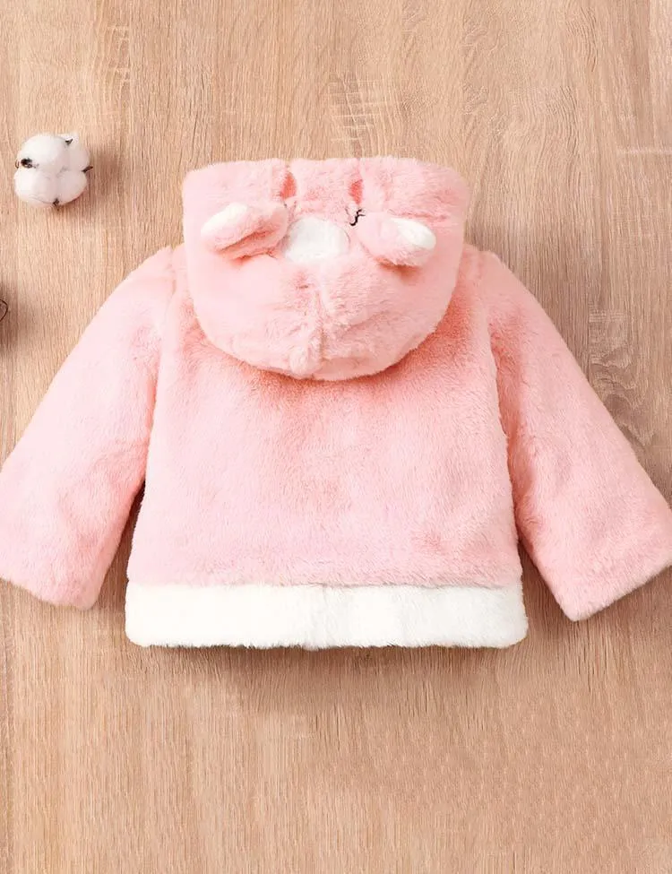 Rabbit Embroidery Fleece Hooded Jacket - Image 3