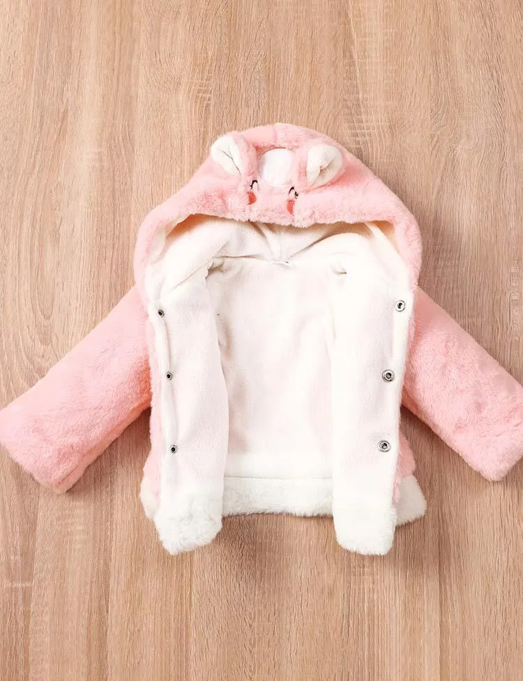 Rabbit Embroidery Fleece Hooded Jacket - Image 4