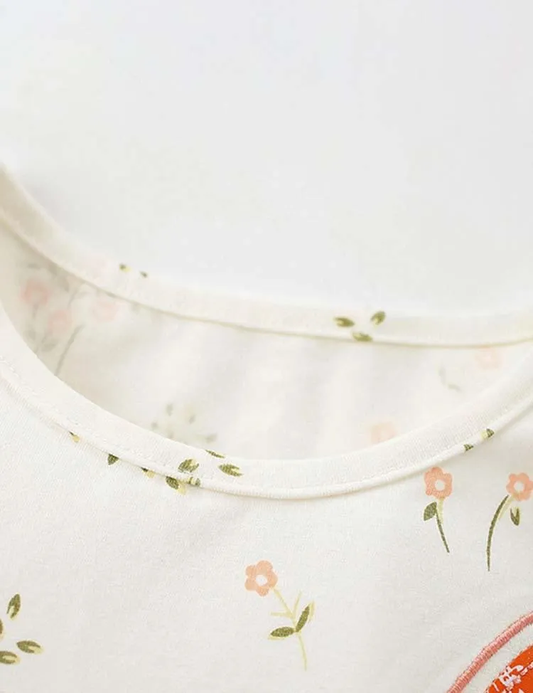 Rabbit Embroidery Floral Printed Dress - Image 3