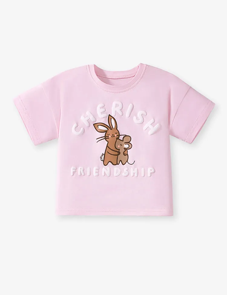 Rabbit Mouse Printed Cotton T-shirt Set - Image 2