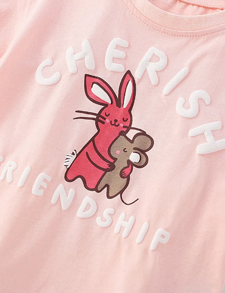Rabbit&Mouse Printed T-shirt Set - Image 3