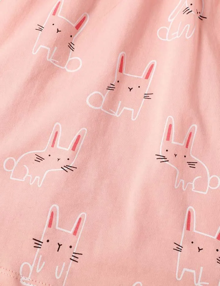 Rabbit Print Short Sleeve Dress - Image 4