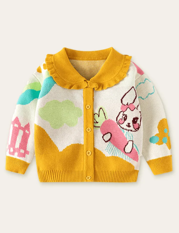 Rabbit with Carrot Sweater Cardigan - Image 2