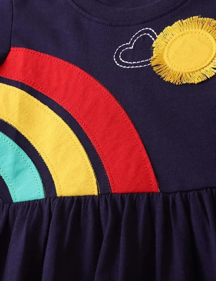 Rainbow Appliqué Long Sleeve Dress - Image 4