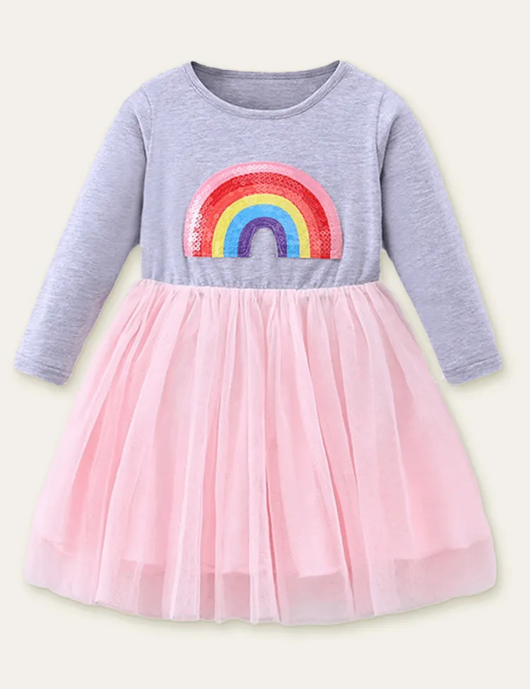 Rainbow Appliqué Tulle Dress