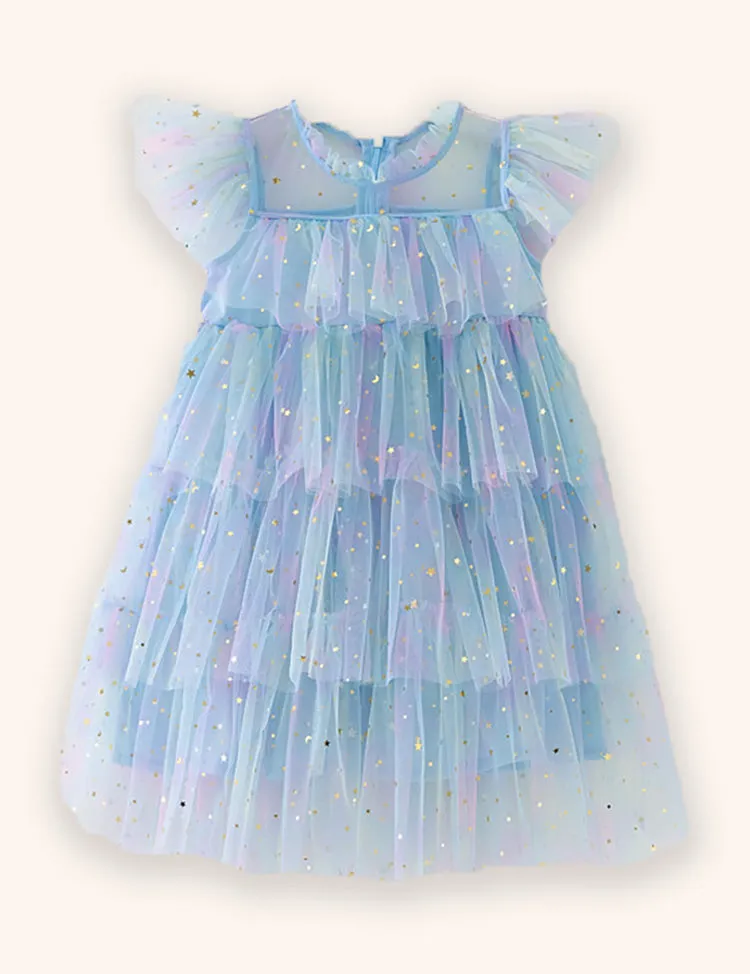 Rainbow Color Gradual Change Tulle Dress - Image 3