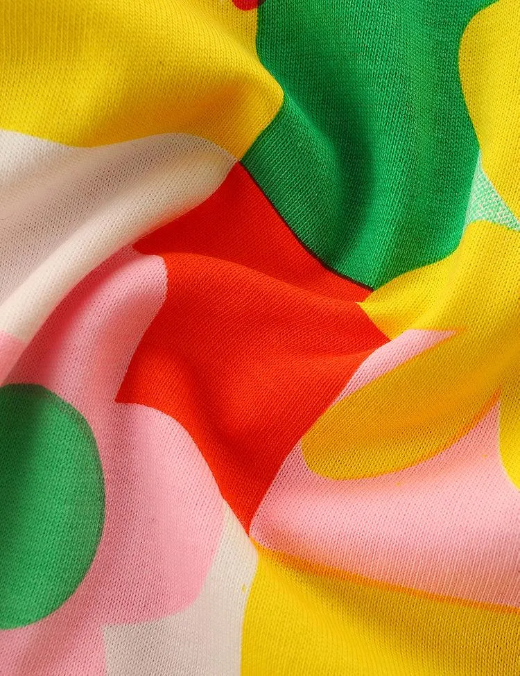 Rainbow Embroidery Floral Printed Long Sleeve Dress - Image 4