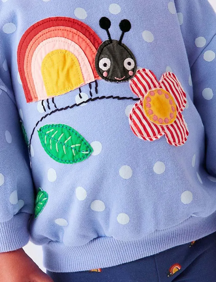 Rainbow Ladybug Appliqué Sweatshirt + Ladybug Printed Leggings - Image 2