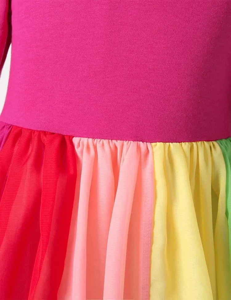 Rainbow Mesh Party Dress - Image 4